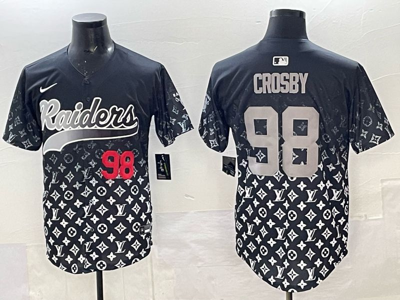 Men 2025 Nike Oakland Raiders 98 Crosby black Limited NFL Jersey 03